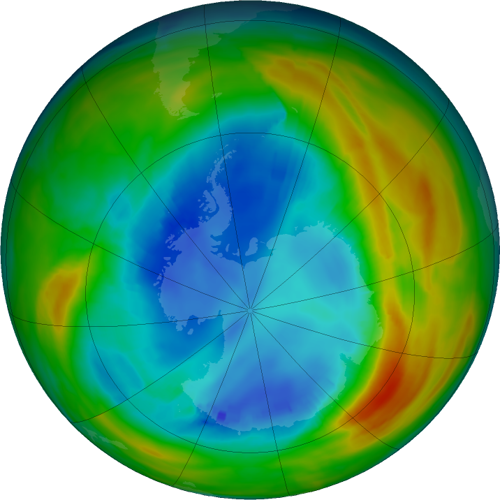 Antarctic ozone map for 17 August 2024